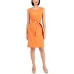 Kasper Women's Orange Belted Sleeveless Sheath Dress Plus Size 22W